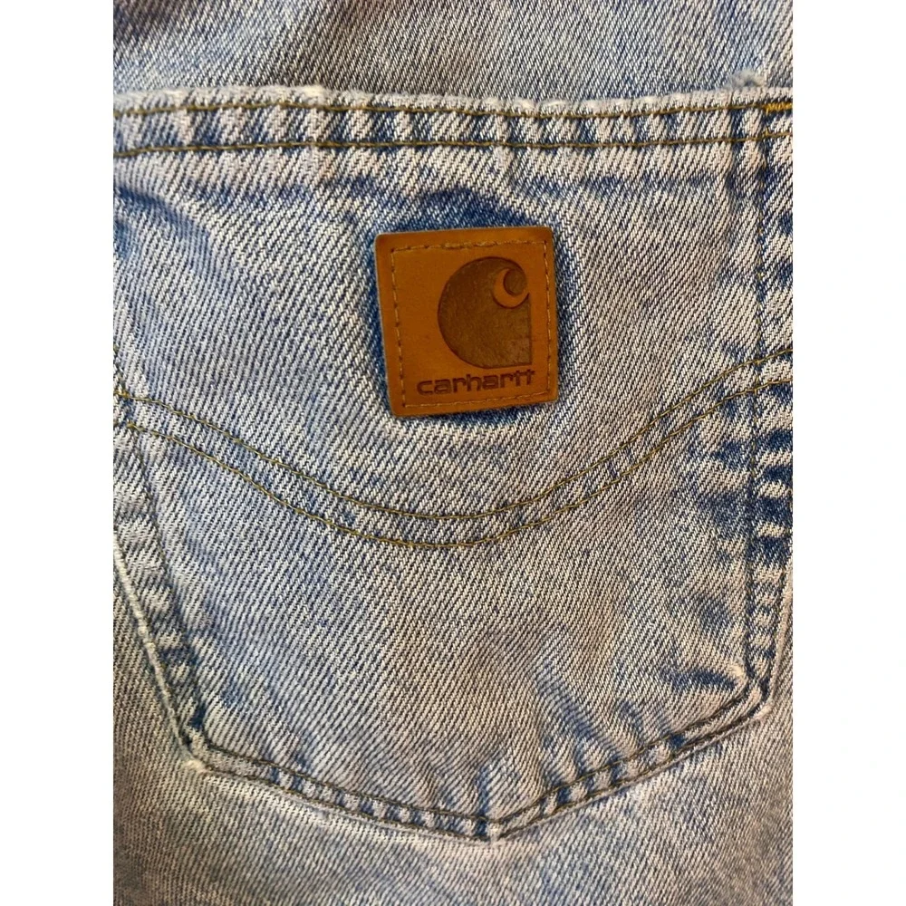 Carhartt Mens Distressed Light Wash Denim Work Jeans Straight Leg 29x27 Vintage